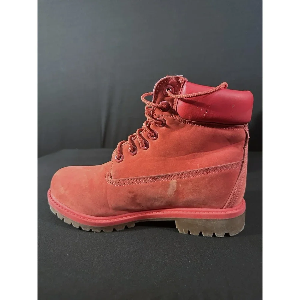 Timberland Juniors Red Nubuck Boots‎ Size 6 Classic Lace Up Waterproof Outdoor